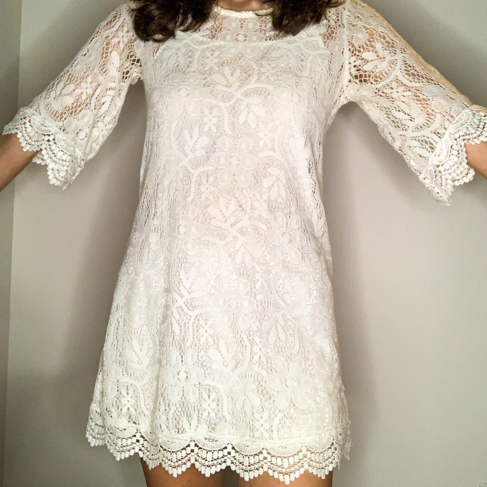 H&M White Babydoll Dress.